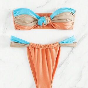 Colorful Strapless Bikini Set